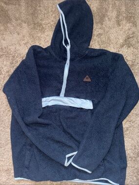 Billabong Navy Sherpa Zip Hoodie with Light Blue Trim